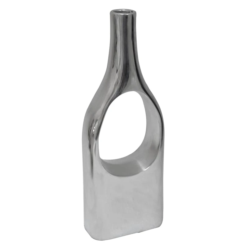Silver 15In Open Vase