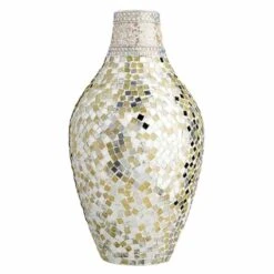 Silver Mosaic Glass Vase, 14"