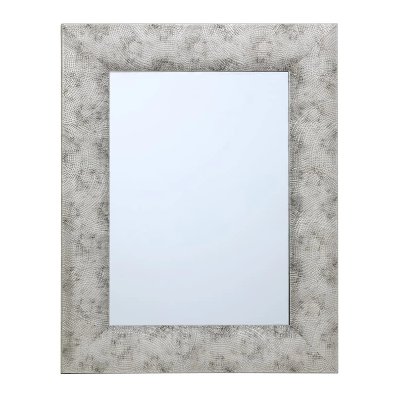 Silver Raised Dots Framed Wall Mirror, 22x28