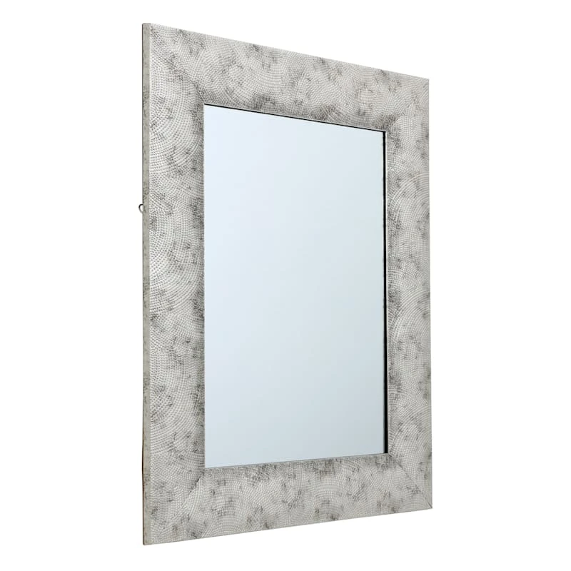 Silver Raised Dots Framed Wall Mirror, 22x28 - Image 2