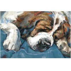 Sleepy St. Bernard Dog Canvas Wall Art, 24x36