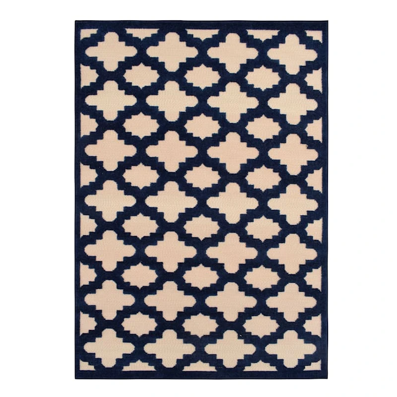 Torino Navy Blue Trellis Area Rug, 5x7