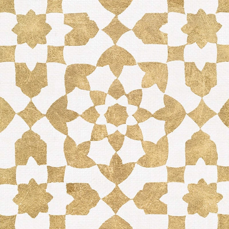 Tracey Boyd Glass Framed Gold & White Textile Wall Art, 25" - Image 2