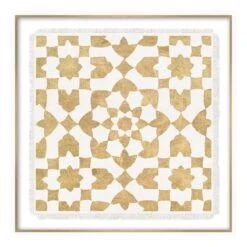 Tracey Boyd Glass Framed Gold & White Textile Wall Art, 25"