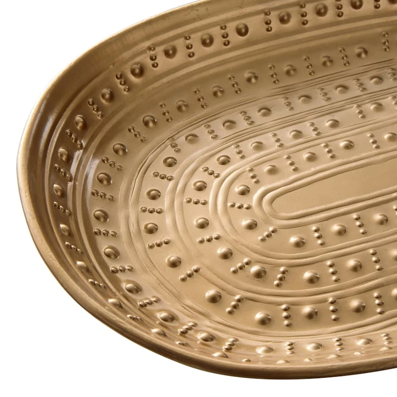 Tracey Boyd Gold Hammered Metal Decorative Tray, 13.5" - Image 2