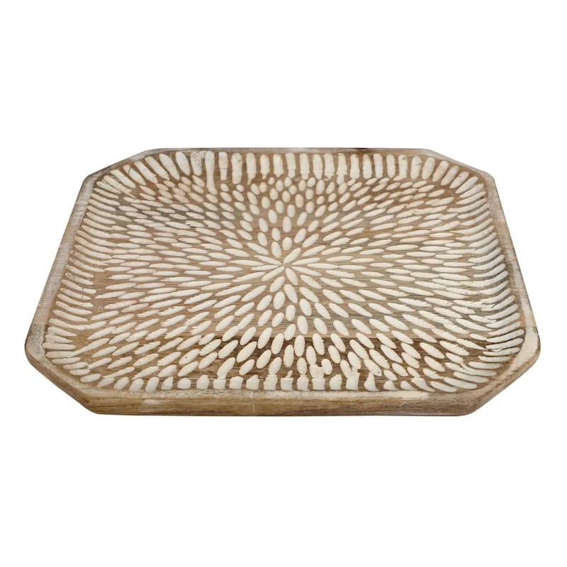 Tracey Boyd Hand Carved Wood Decorative Plate, 11"