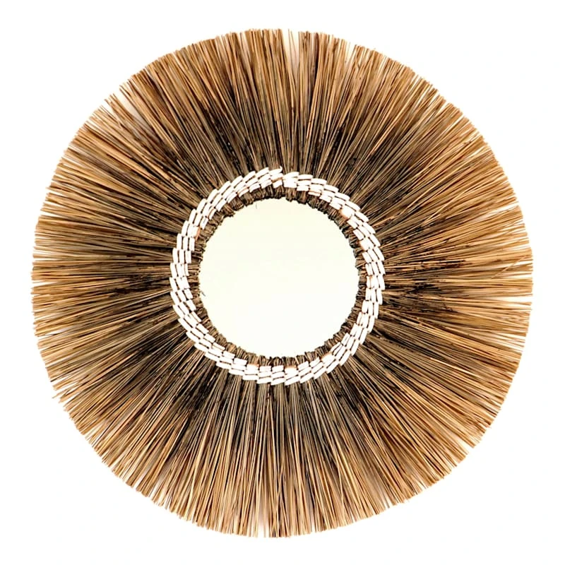 Tracey Boyd Natural Seagrass Round Wall Mirror, 24"