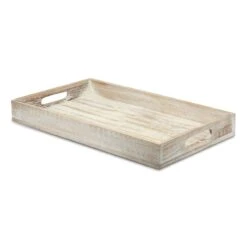 Tracey Boyd White Rustic Wooden Tray, Large