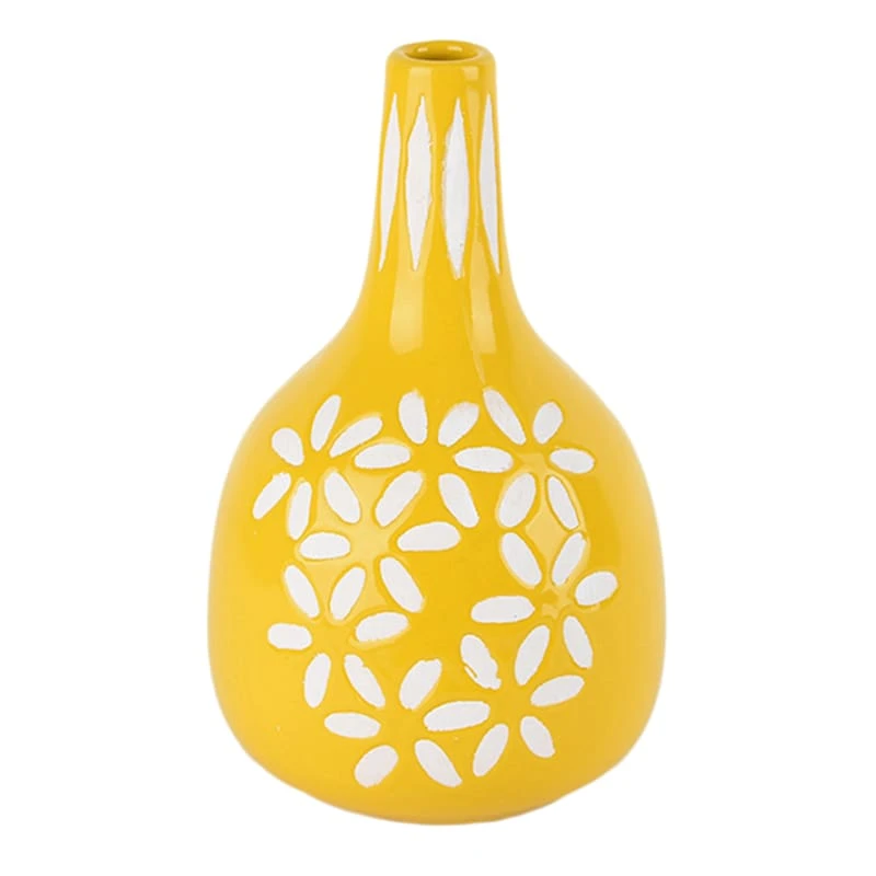 Tracey Boyd Yellow Floral Ceramic Vase, 8"