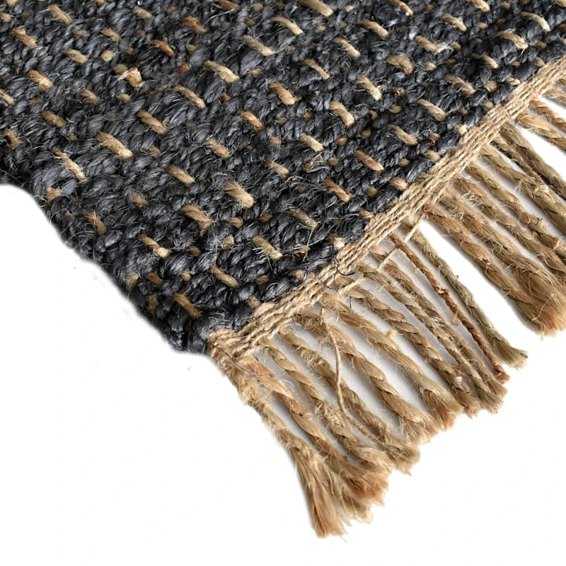 Ty Pennington Dark Grey & Natural Jute Woven Fringe Accent Rug, 27x45 - Image 2