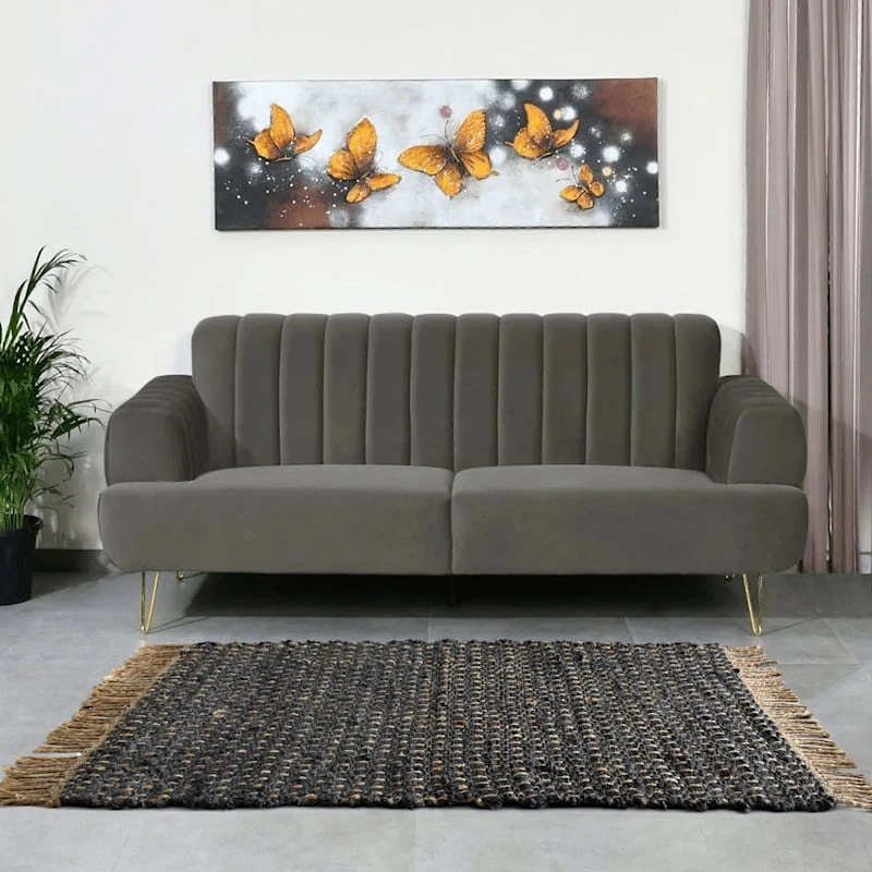 Ty Pennington Dark Grey & Natural Jute Woven Fringe Accent Rug, 27x45 - Image 5