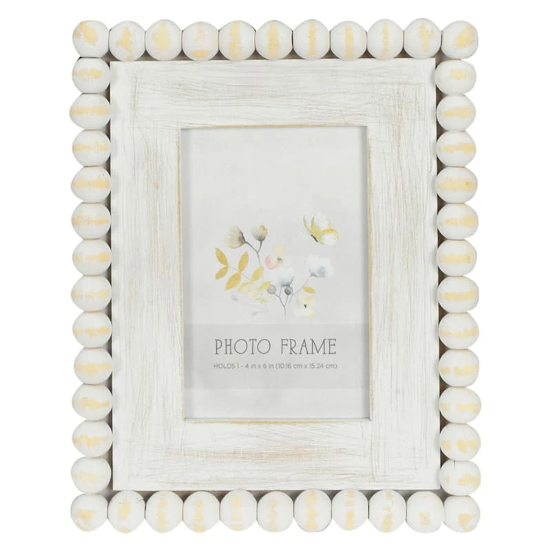 White Beaded Tabletop Photo Frame, 4x6