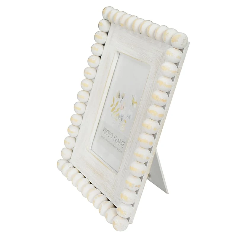 White Beaded Tabletop Photo Frame, 4x6 - Image 2