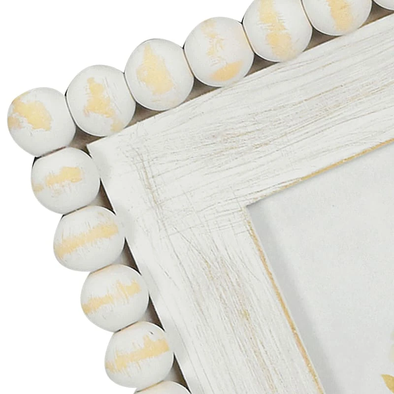 White Beaded Tabletop Photo Frame, 4x6 - Image 3