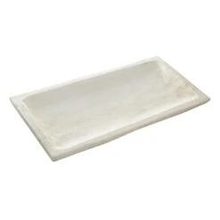White Brushed Wood Tray, 20x10