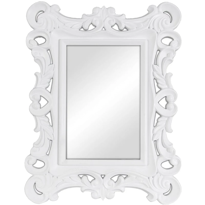White Engraved Framed Studio Wall Mirror, 20x25