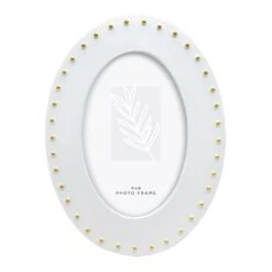 White & Gold Oval Tabletop Photo Frame, 4x6