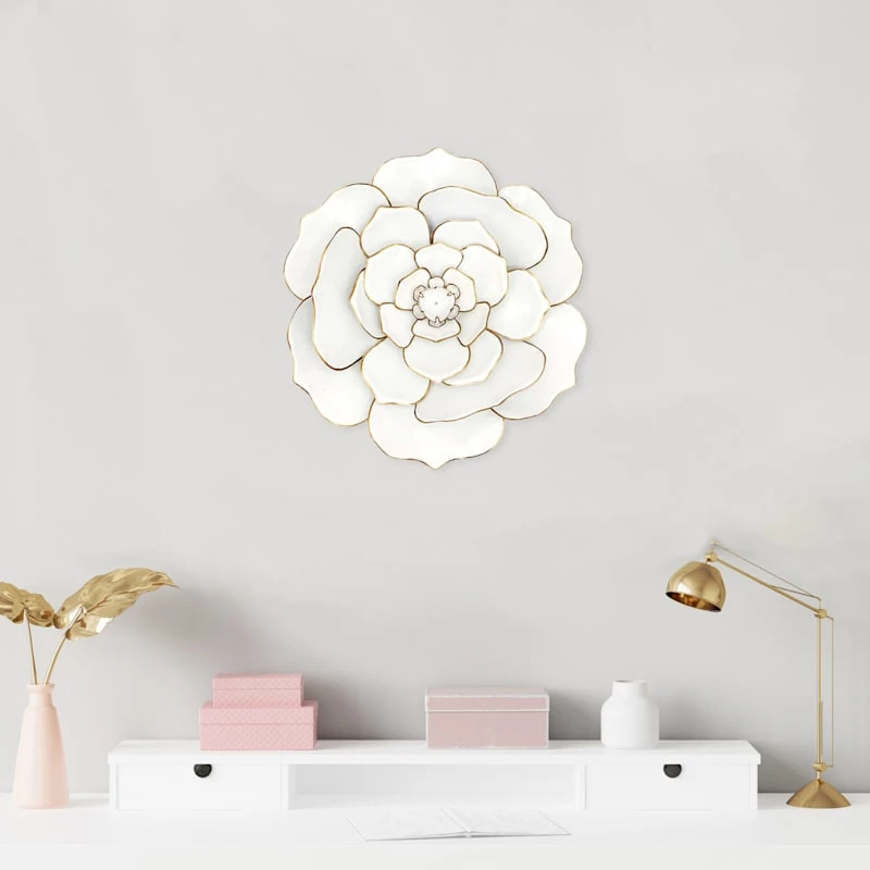 White Metal Flower Wall Decor, 20" - Image 2