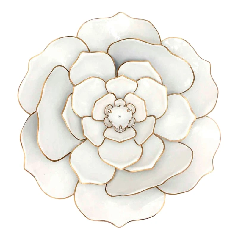 White Metal Flower Wall Decor, 20"