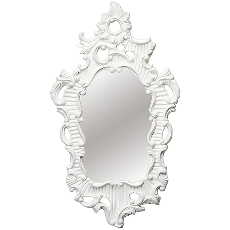 White Rockglam Polyurethane Framed Glossy Wall Mirror, 35x60