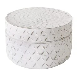 White Round Decorative Box, 6"