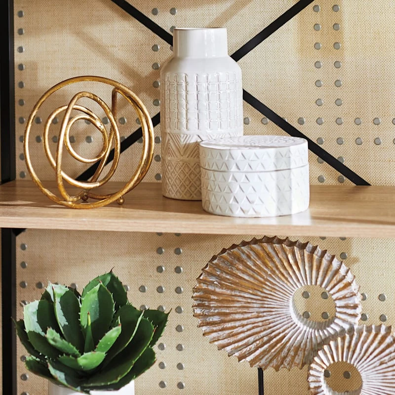 White Round Decorative Box, 6" - Image 4