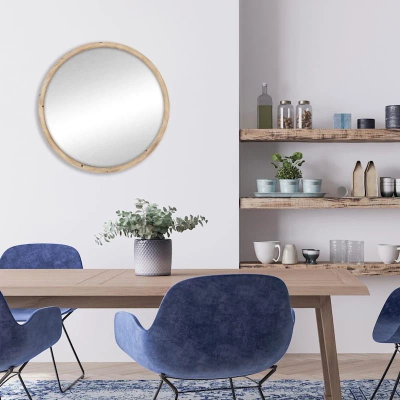 Wood Framed Round Wall Mirror, 30" - Image 2