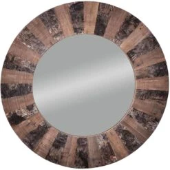 Wood Round Wall Mirror, 32"