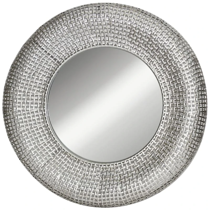 Woven-Look Studio Round Wall Mirror, 24"