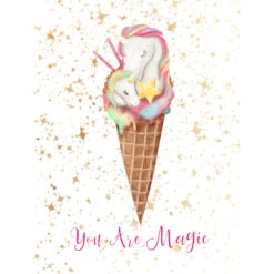You Are Magic Ice Cream Cone Foiled Canvas Wall Art, 12x16